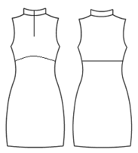 Empire Front zipper high neck collared sheath dress